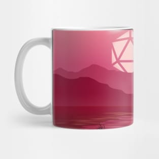 Hot Pink Sunset D20 Dice Sun Over the Mountains Tabletop RPG Maps and Landscapes Mug